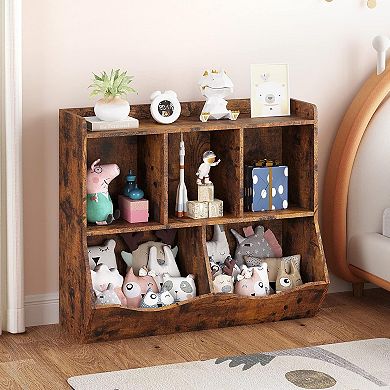 Toy Bookshelf and Bookcase, Multi Shelf with Cubby Organizer Cabinet