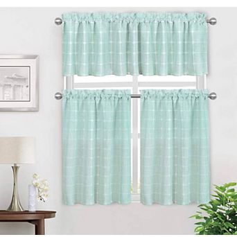 Kate Aurora 3 pc Claire Embroidered Cafe Rod Pocket Kitchen Curtain Tier And Valance Set
