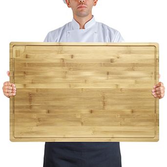 Large Cutting Board 30x20 in Pre-Oiled Butcher Block with Juice Groove & Handles, Easy-Clean