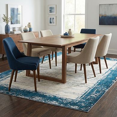 Fashionwu Distressed Border Area Rug Modern Solid Soft Thin Carpet for Bedroom Living Room Decor