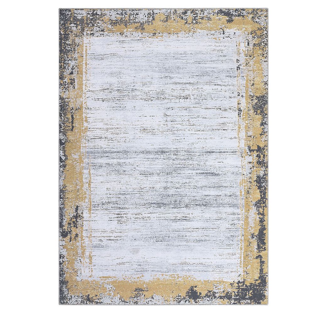 Fashionwu Distressed Border Area Rug Modern Solid Soft Thin Carpet for ...