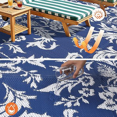 Waterproof Outdoor Rug for Patio, Foldable Reversible Modern Area Rug, Large Plastic Straw Mat