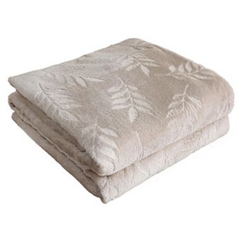 Kate Aurora Ultra Soft and Plush Hypoallergenic Pascal Leaf Accent Fleece Throw Blanket
