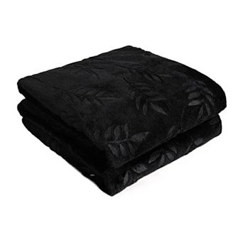 Kate Aurora Ultra Soft and Plush Hypoallergenic Pascal Leaf Accent Fleece Throw Blanket