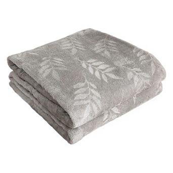 Kate Aurora Ultra Soft and Plush Hypoallergenic Pascal Leaf Accent Fleece Throw Blanket