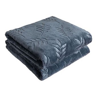 Kate Aurora Ultra Soft and Plush Hypoallergenic Pascal Leaf Accent Fleece Throw Blanket