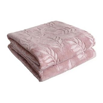Kate Aurora Ultra Soft and Plush Hypoallergenic Pascal Leaf Accent Fleece Throw Blanket