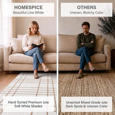 Homespice Remi Jute Striped Rug Farmhouse Rugs for Bedroom and Living Room in Brown, White & Gray