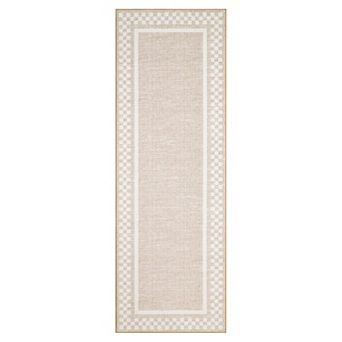 Washable Area Rug，Modern Checkerboard Design with Border, Non-Shedding