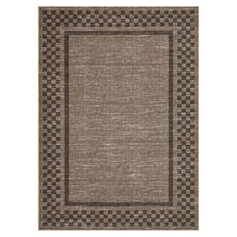 Washable Area Rug，Modern Checkerboard Design with Border, Non-Shedding