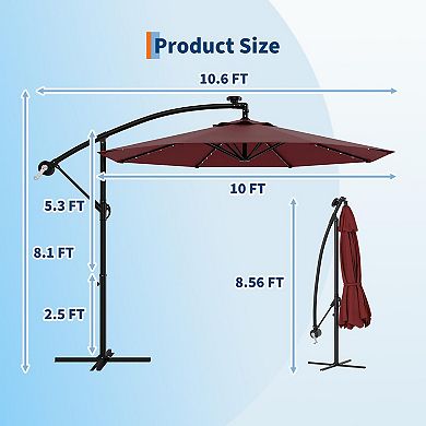 10ft Offset Patio Umbrella with Base Included, Cantilever Umbrella