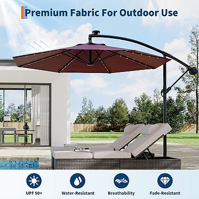 10ft Offset Patio Umbrella with Base Included, Cantilever Umbrella