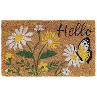 Kate Aurora Butterflies And Sunflowers Bristled Coir Outdoor Welcome Mat
