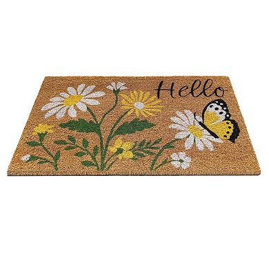 Kate Aurora Butterflies And Sunflowers Bristled Coir Outdoor Welcome Mat