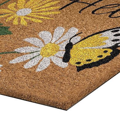 Kate Aurora Butterflies And Sunflowers Bristled Coir Outdoor Welcome Mat
