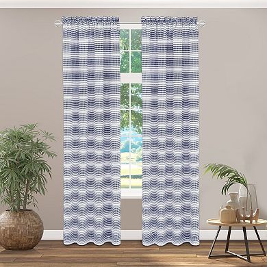 Kate Aurora 1 Piece Isabelle Abstract Rod Pocket Semi Sheer Window Curtain Panel