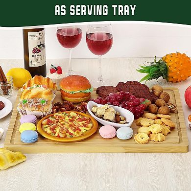 Extra Large Cutting Board 20x15in, Heavy Duty Butcher Block with Deep Juice Groove & Handles