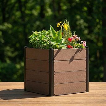 25x23 in Raised Garden Bed with Bottom, Durable Composite Planter Box for Vegetables & Herbs, Patio