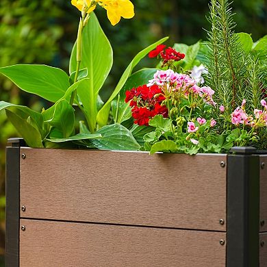 25x23 in Raised Garden Bed with Bottom, Durable Composite Planter Box for Vegetables & Herbs, Patio