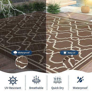 Outdoor Rug Waterproof for Patio, Foldable Reversible Plastic Straw Area Rug for Camping
