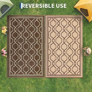 Outdoor Rug Waterproof for Patio, Foldable Reversible Plastic Straw Area Rug for Camping