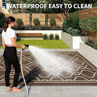 Outdoor Rug Waterproof for Patio, Foldable Reversible Plastic Straw Area Rug for Camping