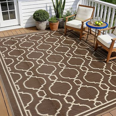 Outdoor Rug Waterproof for Patio, Foldable Reversible Plastic Straw Area Rug for Camping