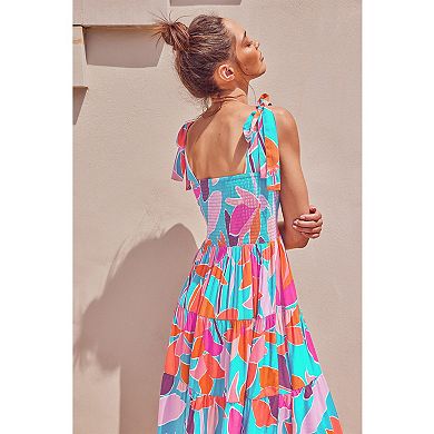 Women's Summer Boho Spaghetti Strap Ruffle A Line Beach Long Maxi Dress