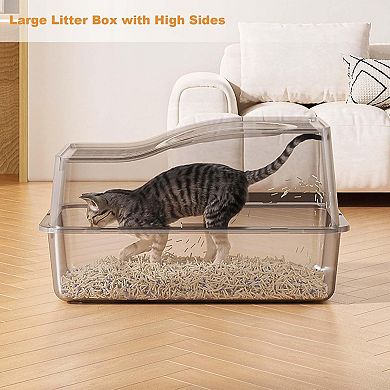 Stainless Steel Cat Litter Box, High-Sided Enclosed with Top Entry, Odor Control Anti-Leakage, White