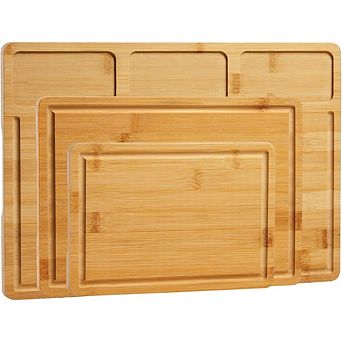 Cutting Board Set of 3, Kitchen Chopping Boards with Deep Juice Grooves & Handles