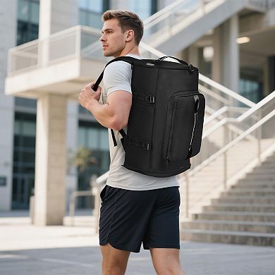 Canvas Gym Bag with Shoe Wet Compartment 3-Way Carry Travel Duffel