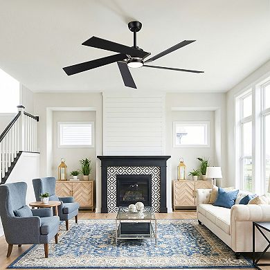 60" Modern 5 Reversible Blades Ceiling Fan with Dimmable LED Light and Remote Control