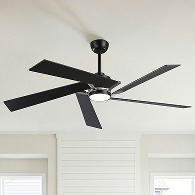 60" Modern 5 Reversible Blades Ceiling Fan with Dimmable LED Light and Remote Control