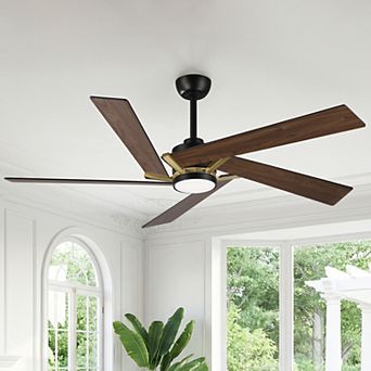 60" Modern 5 Reversible Blades Ceiling Fan with Dimmable LED Light and Remote Control