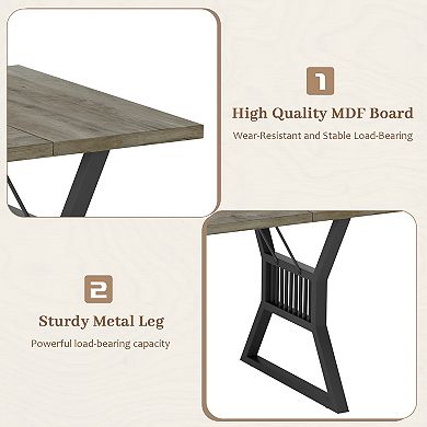70.8 in Dining Table 4-6 Person, Kitchen Table with Metal Legs,Farmhouse Dining Room Table