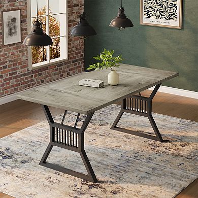70.8 in Dining Table 4-6 Person, Kitchen Table with Metal Legs,Farmhouse Dining Room Table