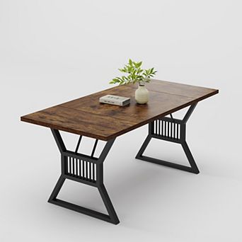 70.8 in Dining Table 4-6 Person, Kitchen Table with Metal Legs,Farmhouse Dining Room Table