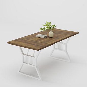 70.8 in Dining Table 4-6 Person, Kitchen Table with Metal Legs,Farmhouse Dining Room Table