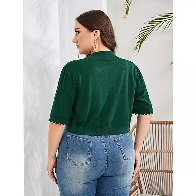 Women Plus Size Bolero Shrug Half Sleeve Thin Cropped Cardigan Lightweight Open Front Short Sweater