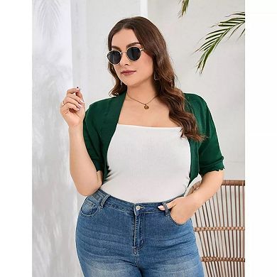 Women Plus Size Bolero Shrug Half Sleeve Thin Cropped Cardigan Lightweight Open Front Short Sweater