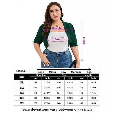 Women Plus Size Bolero Shrug Half Sleeve Thin Cropped Cardigan Lightweight Open Front Short Sweater