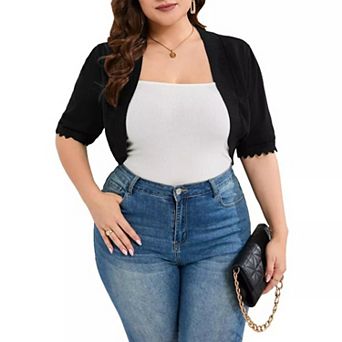 Women Plus Size Bolero Shrug Half Sleeve Thin Cropped Cardigan Lightweight Open Front Short Sweater