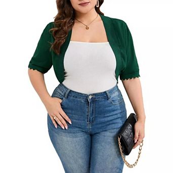 Women Plus Size Bolero Shrug Half Sleeve Thin Cropped Cardigan Lightweight Open Front Short Sweater