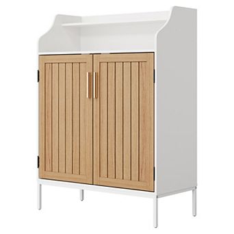Shoe Storage Cabinet for Entryway, 5 tier Shoes Cabinet with Doors, Wood Shoe Rack for Closet