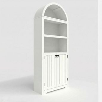 Tall 72" Modern Arched Bookcase Cabinet 5 tier Adjustable Shelves