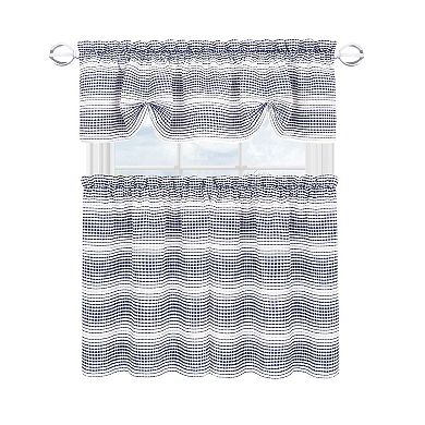 Kate Aurora Isabelle Abstract 3 Piece Cafe Rod Pocket Kitchen Curtain Tier And Valance Set