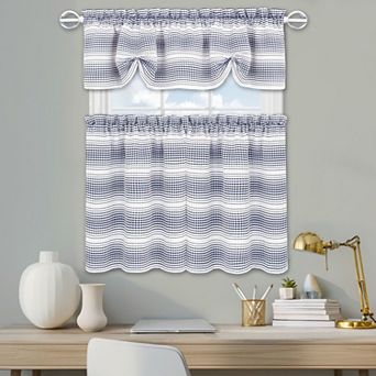 Kate Aurora Isabelle Abstract 3 pc Cafe Rod Pocket Kitchen Curtain Tier And Valance Set