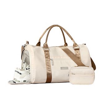 Women's Sports Duffle Bag with Toiletry Bag, Gym Tote Overnight Hospital Bag with Wet Pocket