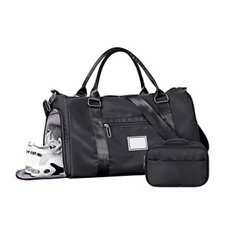 Women's Sports Duffle Bag with Toiletry Bag, Gym Tote Overnight Hospital Bag with Wet Pocket