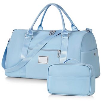 Women's Sports Duffle Bag with Toiletry Bag, Gym Tote Overnight Hospital Bag with Wet Pocket